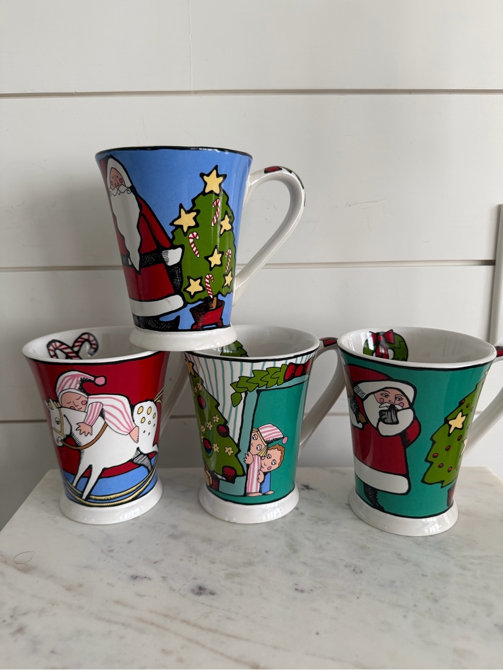 Ursula’s Christmas by Ursula Dodge Christmas Mugs Whimsical Set of 4